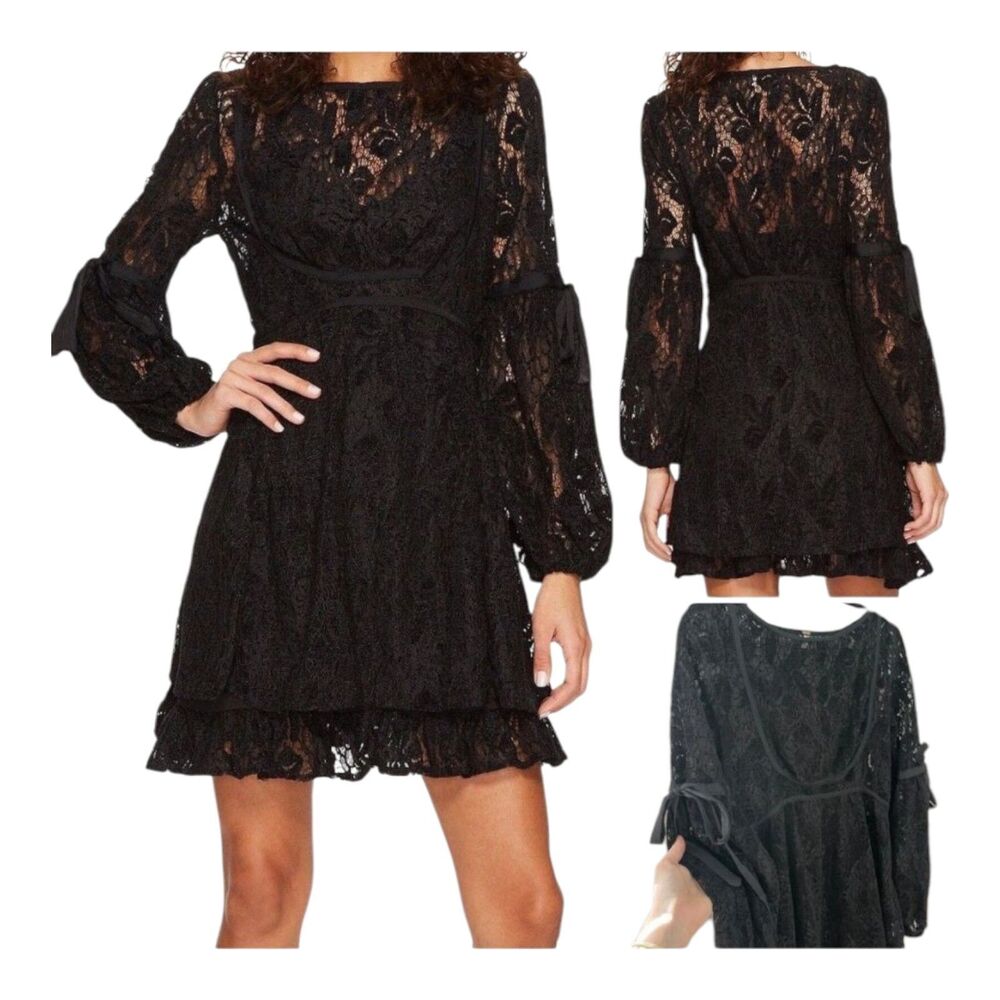 Free People Black Lace Mini Dress